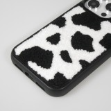 Coque iPhone 14 Pro Max - Silicone avec surface tufting effet peau de vache - Noir