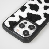 Coque iPhone 14 Pro Max - Silicone avec surface tufting effet peau de vache - Noir