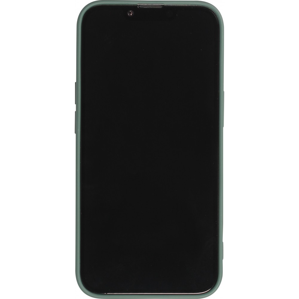 iPhone 14 Pro Case Hülle - Glattes Silikon mit Kartenfach & extra Kameraschutz - Dunkelgrün