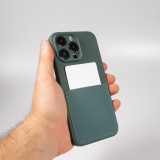 iPhone 14 Pro Case Hülle - Glattes Silikon mit Kartenfach & extra Kameraschutz - Dunkelgrün