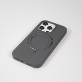 iPhone 14 Pro Max Case Hülle - Silikon matt MagSafe mit Haltering - Grau