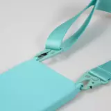 Coque iPhone 14 Pro Max - Silicone mat avec lanière et mousqueton en fer - Bleu clair