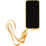 Coque iPhone 14 Pro Max - Silicone mat avec lanière et mousqueton en fer - Jaune