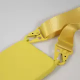 Coque iPhone 14 Pro Max - Silicone mat avec lanière et mousqueton en fer - Jaune