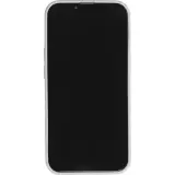 Coque iPhone 16 Pro - Silicone mat dessin cœur doré - Gris