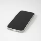 Coque iPhone 16 Pro - Silicone mat dessin cœur doré - Gris