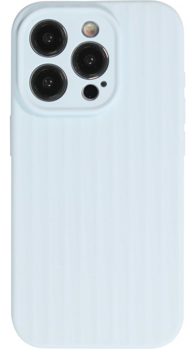 iPhone 15 Pro Max Case Hülle - Mattes Soft-Touch-Silikon mit Relieflinien - Hellblau