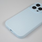 iPhone 14 Pro Max Case Hülle - Mattes Soft-Touch-Silikon mit Relieflinien - Hellblau