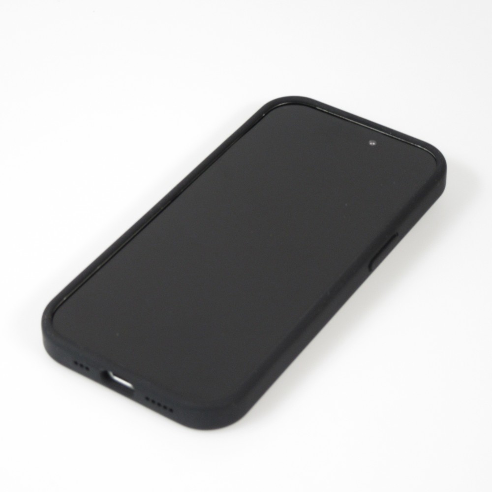 Coque iPhone 14 Pro Max - Silicone mat soft touch avec lignes en relief  - Noir