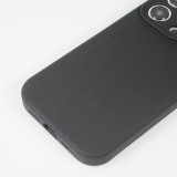 Coque iPhone 14 Pro Max - Silicone mat soft touch avec lignes en relief  - Noir