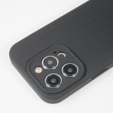 Coque iPhone 14 Pro Max - Silicone mat soft touch avec lignes en relief  - Noir