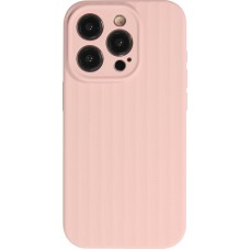 iPhone 15 Pro Max Case Hülle - Mattes Soft-Touch-Silikon mit Relieflinien - Rosa
