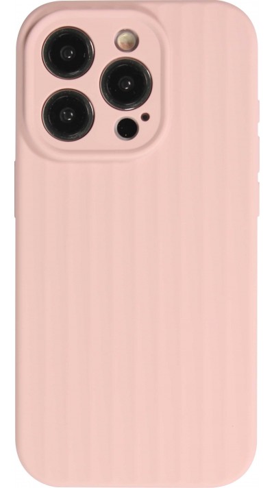 iPhone 15 Pro Max Case Hülle - Mattes Soft-Touch-Silikon mit Relieflinien - Rosa