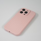 iPhone 15 Pro Max Case Hülle - Mattes Soft-Touch-Silikon mit Relieflinien - Rosa