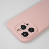 iPhone 15 Pro Max Case Hülle - Mattes Soft-Touch-Silikon mit Relieflinien - Rosa