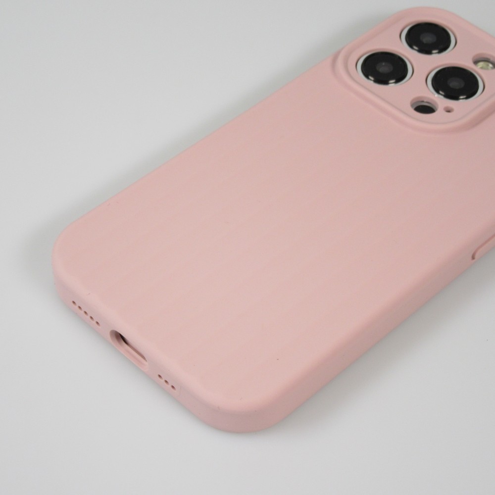 iPhone 15 Pro Max Case Hülle - Mattes Soft-Touch-Silikon mit Relieflinien - Rosa