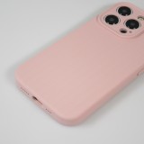 iPhone 15 Pro Max Case Hülle - Mattes Soft-Touch-Silikon mit Relieflinien - Rosa