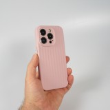 iPhone 15 Pro Max Case Hülle - Mattes Soft-Touch-Silikon mit Relieflinien - Rosa