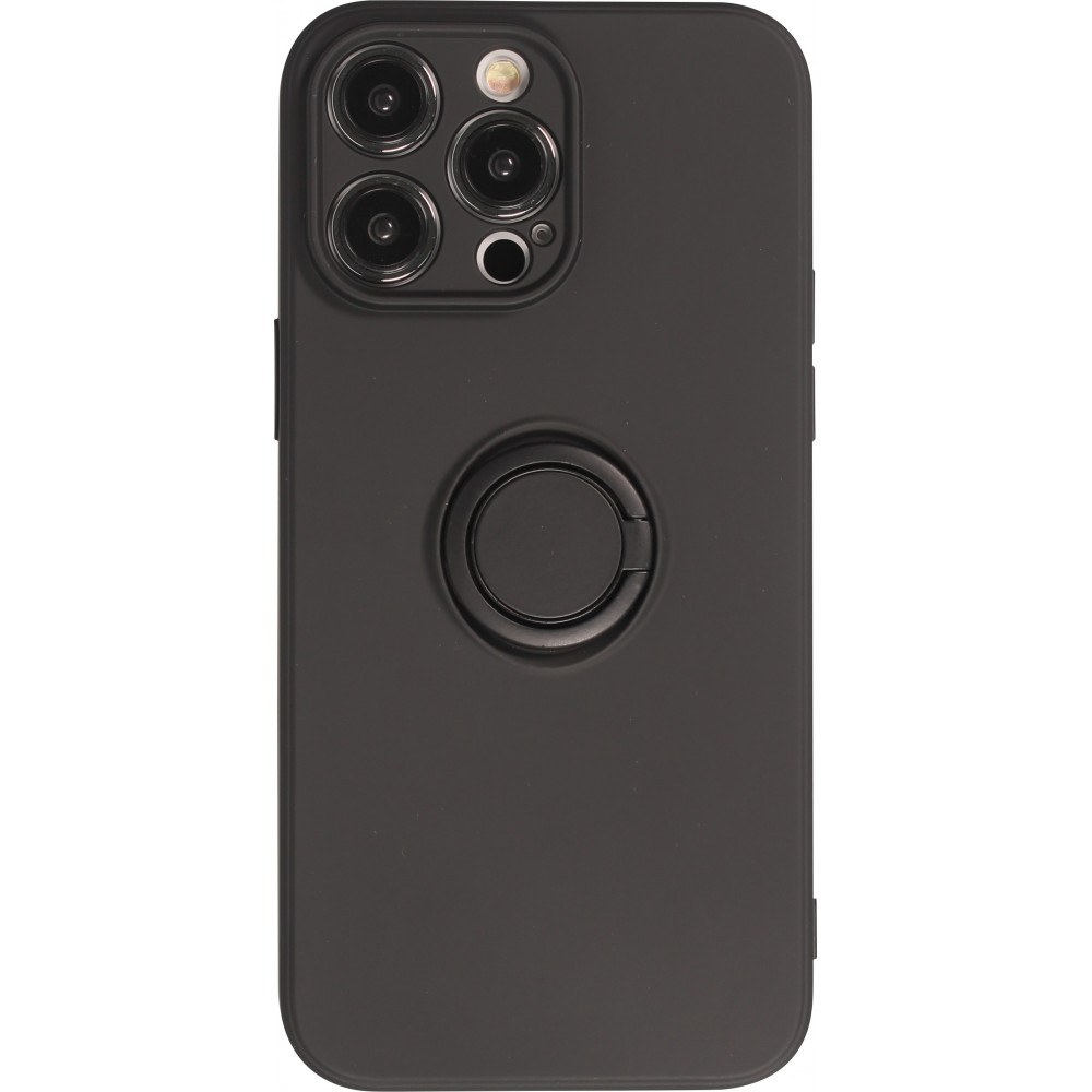 iPhone 14 Pro Case Hülle - Soft Touch mit Ring - Schwarz