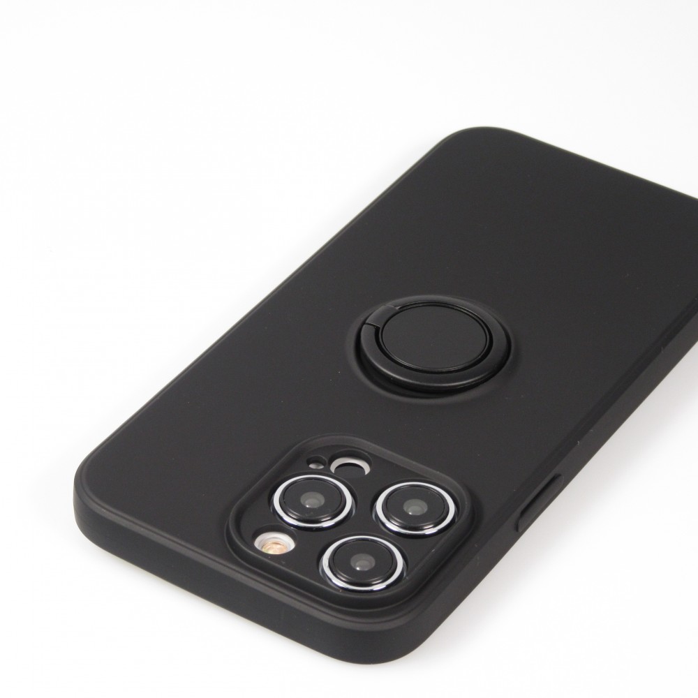 iPhone 14 Pro Case Hülle - Soft Touch mit Ring - Schwarz