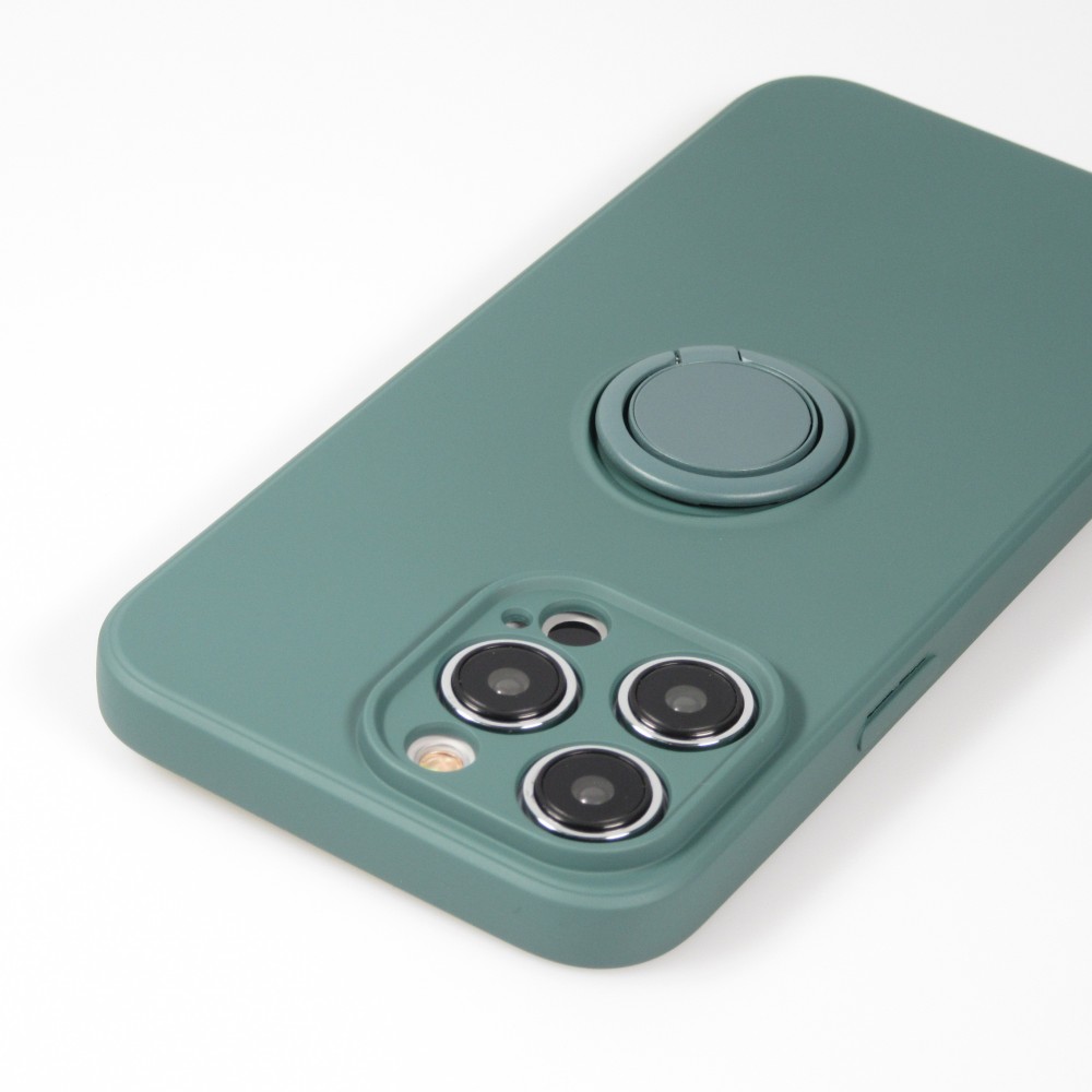 iPhone 14 Pro Case Hülle - Soft Touch mit Ring - Dunkelgrün