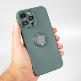 iPhone 14 Pro Case Hülle - Soft Touch mit Ring - Dunkelgrün