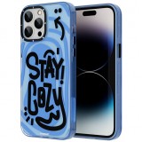 iPhone 14 Pro Case H&uuml;lle - Youngkit Happy Mood Glossy Case Stay Cozy - Blau