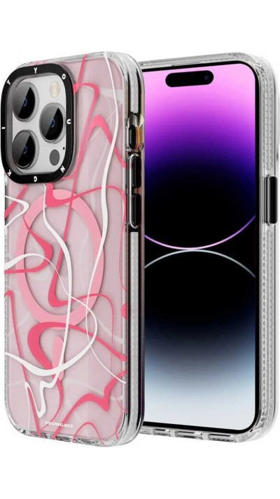 iPhone 14 Pro Case H&uuml;lle - Youngkit Ink Series semi-transparent MagSafe - Rosa