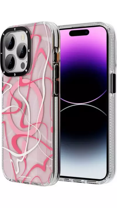 iPhone 14 Pro Case Hülle - Youngkit Ink Series semi-transparent MagSafe - Rosa
