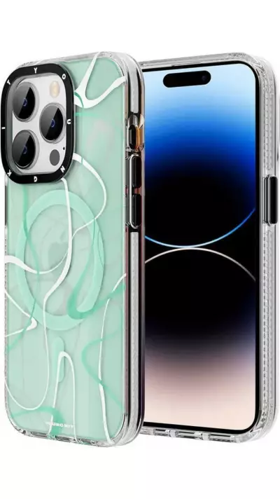 iPhone 14 Pro Case Hülle - Youngkit Ink Series semi-transparent MagSafe - Grün