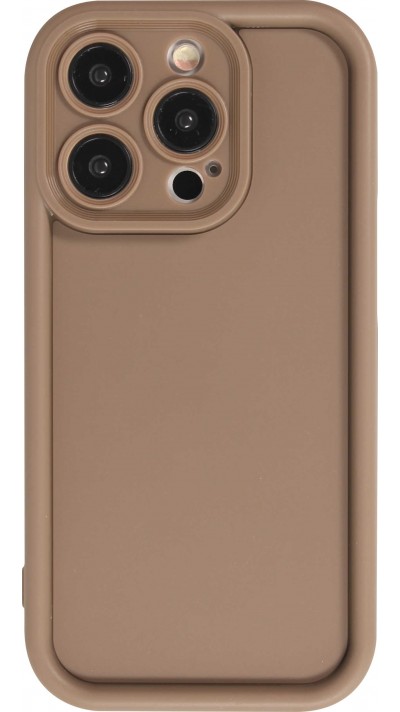 iPhone 15 Pro Max Case Hülle - Gel Silikon super flexibel mit 360 Grad Dämpfer - Braun