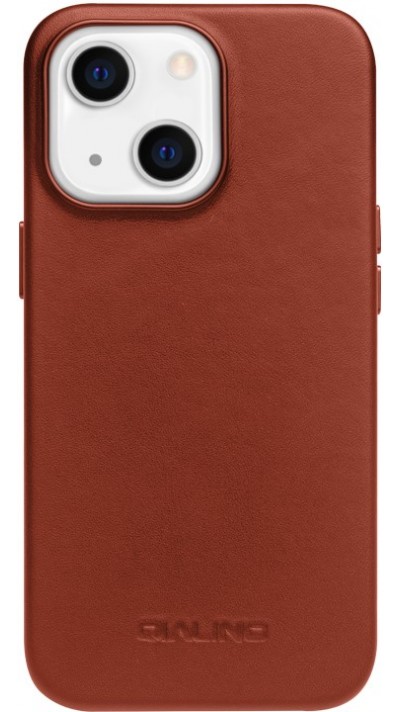 iPhone 14 Case Hülle - Qialino Echtleder (MagSafe kompatibel) - Braun