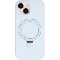iPhone 14 Case H&uuml;lle - Silikon matt MagSafe mit Haltering - Hellblau