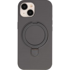 iPhone 14 Case H&uuml;lle - Silikon matt MagSafe mit Haltering - Grau
