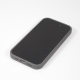 iPhone 14 Case H&uuml;lle - Silikon matt MagSafe mit Haltering - Grau