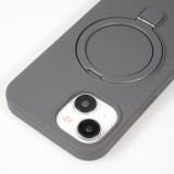 iPhone 14 Case H&uuml;lle - Silikon matt MagSafe mit Haltering - Grau