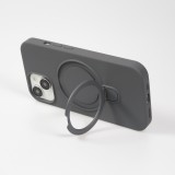 iPhone 14 Case H&uuml;lle - Silikon matt MagSafe mit Haltering - Grau