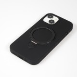 iPhone 14 Case H&uuml;lle - Silikon matt MagSafe mit Haltering - Schwarz