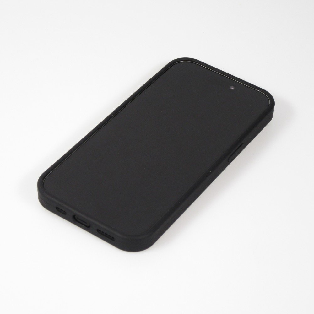 iPhone 14 Case H&uuml;lle - Silikon matt MagSafe mit Haltering - Schwarz