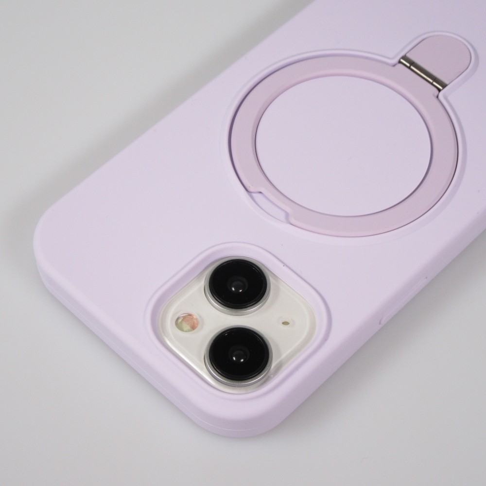 iPhone 14 Case H&uuml;lle - Silikon matt MagSafe mit Haltering - Hellviolett