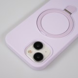 iPhone 14 Case H&uuml;lle - Silikon matt MagSafe mit Haltering - Hellviolett