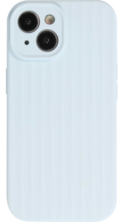 iPhone 14 Case Hülle - Mattes Soft-Touch-Silikon mit Relieflinien - Hellblau