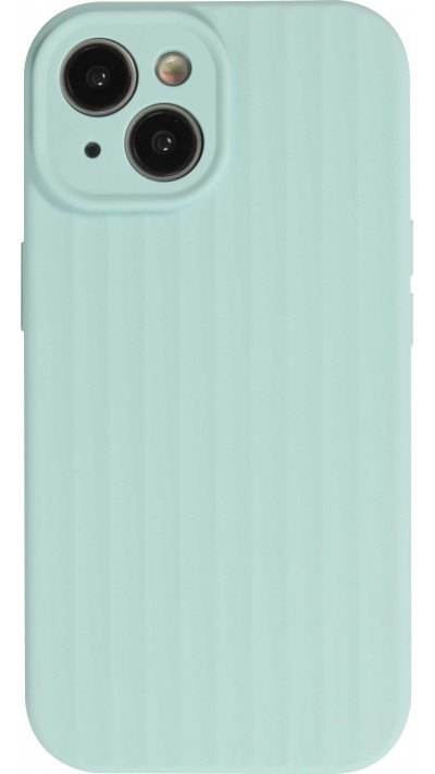 iPhone 14 Case Hülle - Mattes Soft-Touch-Silikon mit Relieflinien - Türkis