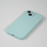 iPhone 14 Case Hülle - Mattes Soft-Touch-Silikon mit Relieflinien - Türkis