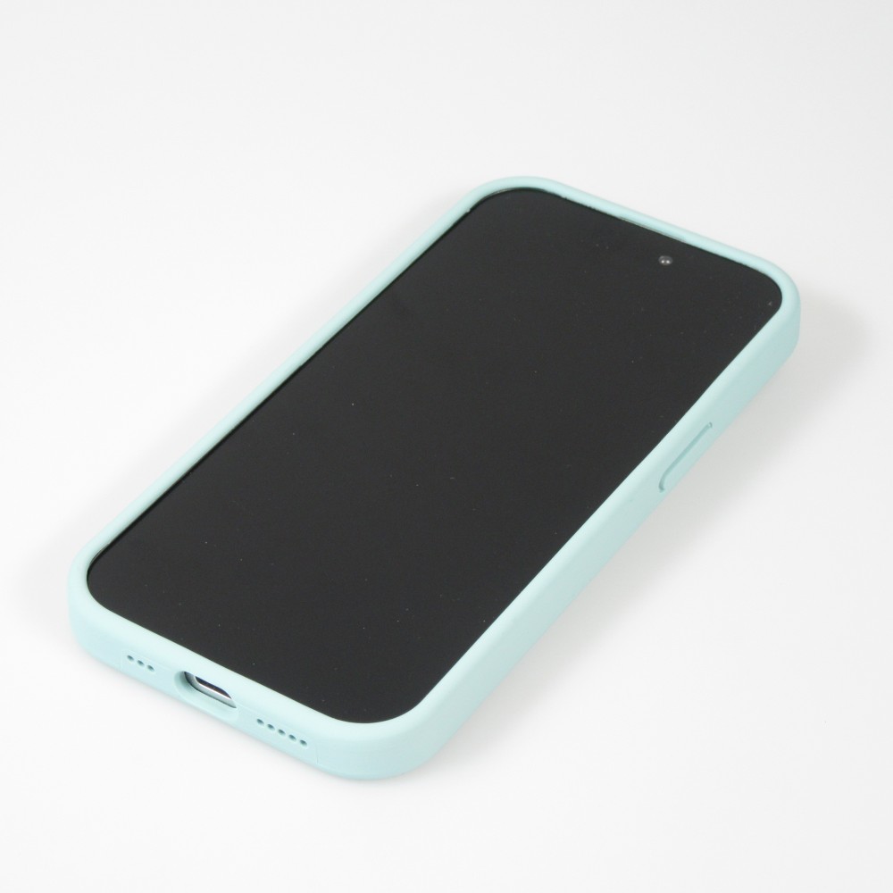 iPhone 14 Case Hülle - Mattes Soft-Touch-Silikon mit Relieflinien - Türkis