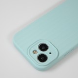 iPhone 14 Case Hülle - Mattes Soft-Touch-Silikon mit Relieflinien - Türkis