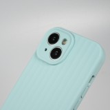 iPhone 14 Case Hülle - Mattes Soft-Touch-Silikon mit Relieflinien - Türkis