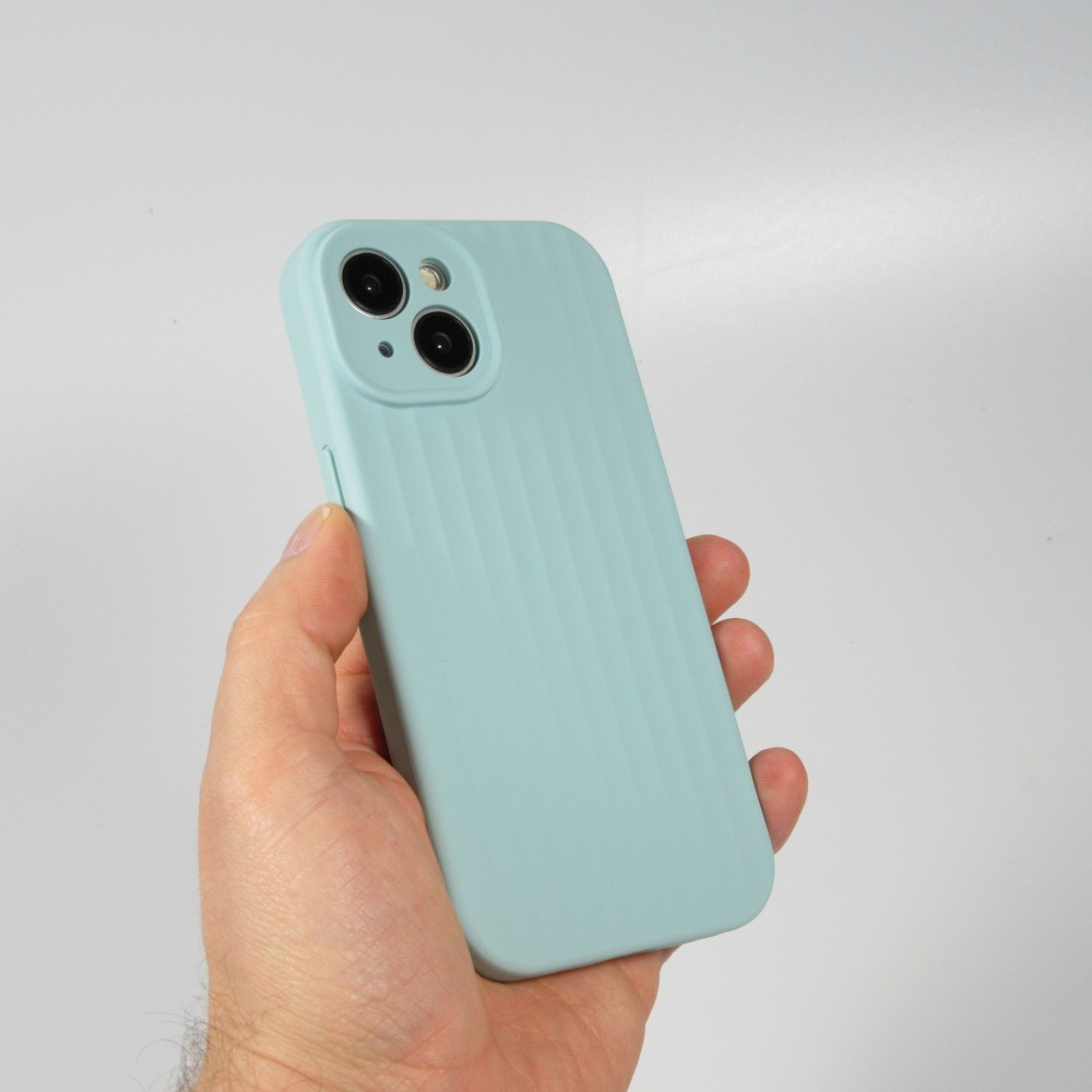 iPhone 14 Case Hülle - Mattes Soft-Touch-Silikon mit Relieflinien - Türkis