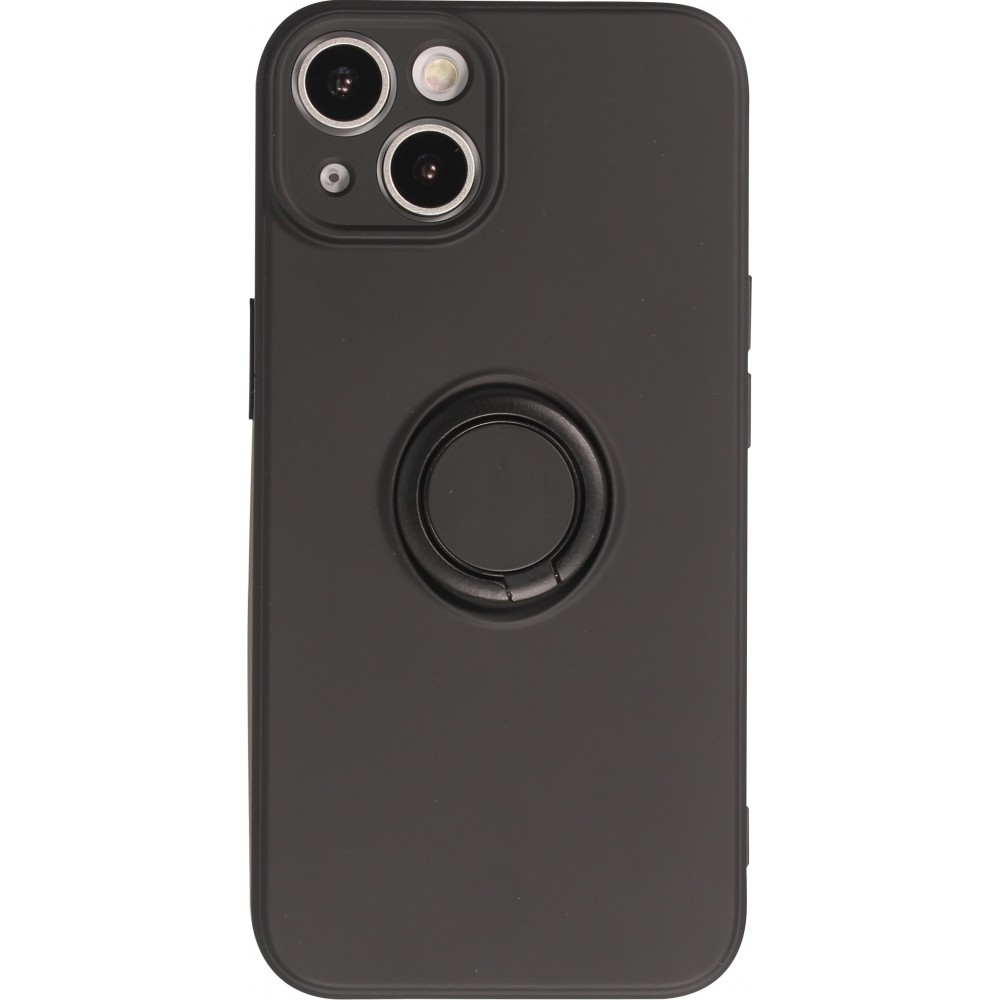iPhone 14 Case Hülle - Soft Touch mit Ring - Schwarz
