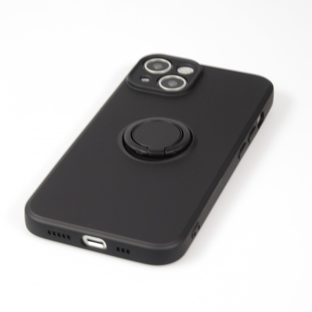 iPhone 14 Case Hülle - Soft Touch mit Ring - Schwarz